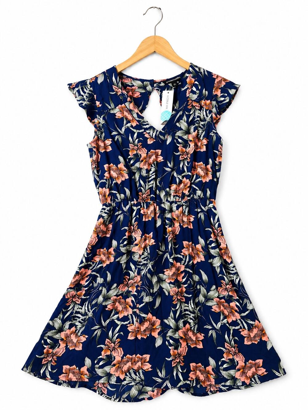41 Hawthorn NWT Blue Floral Keyhole Dress Medium M